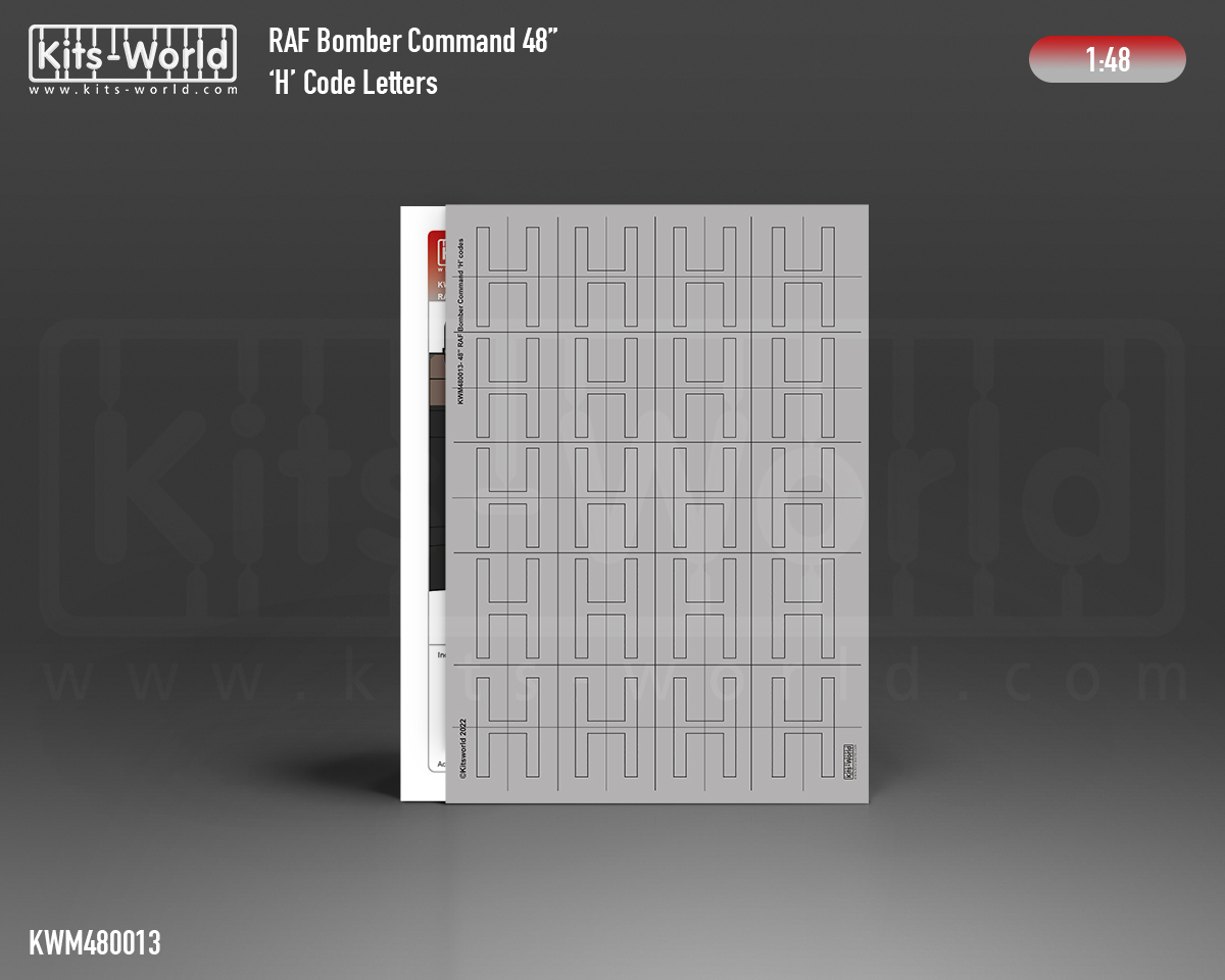 Kitsworld Kitsworld 1:48 Paint Masks RAF Codes 'H' KWM1480013 RAF 48 inch A-Z Bomber Command codes 1:48th scale~ 